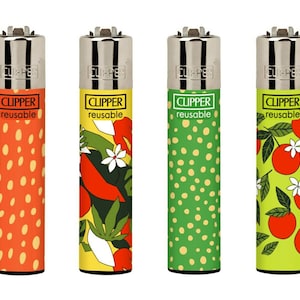 4 x Rare Summer Flowers Clipper Lighters Funny Cool Clippers Floral Colourful Unique Gas Refillable