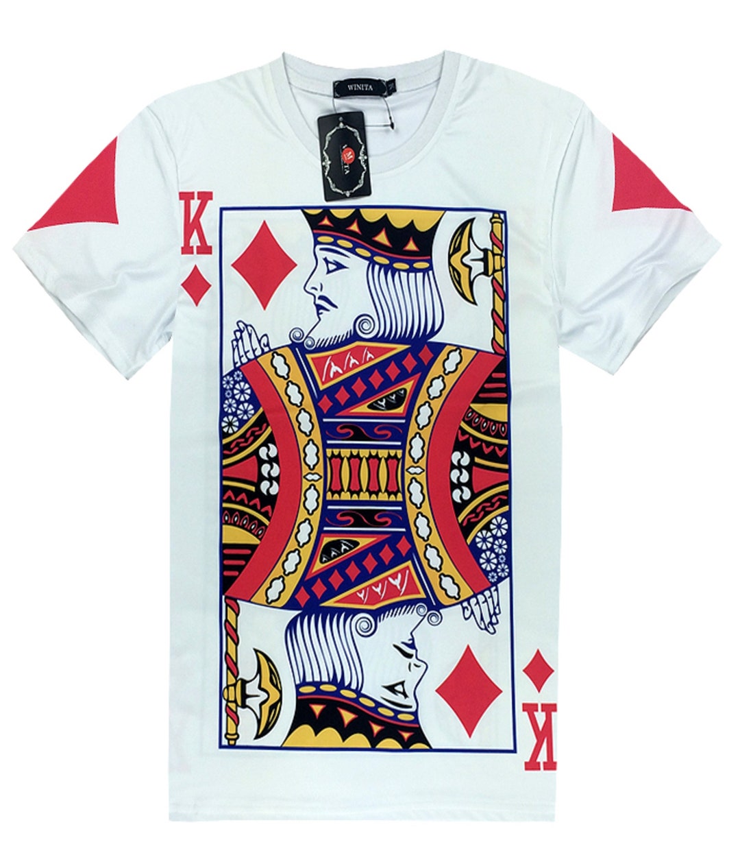 King of Diamonds Playing Card White T-shirt Poker Urban Art Card Games ...