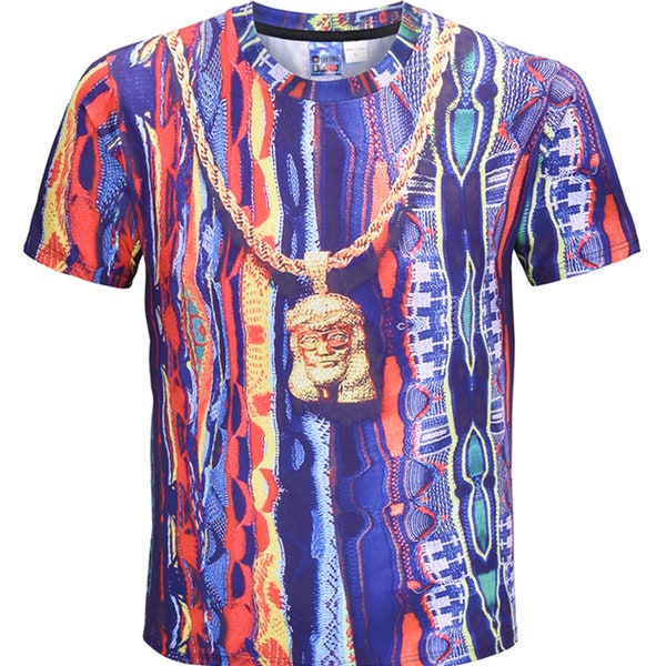 Retro Hip hop colourful gold chain T-Shirt