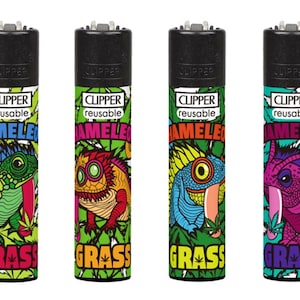 Psychedelic Chameleons RARE Clipper Lighters Funny Cool Clippers Animals Lizards