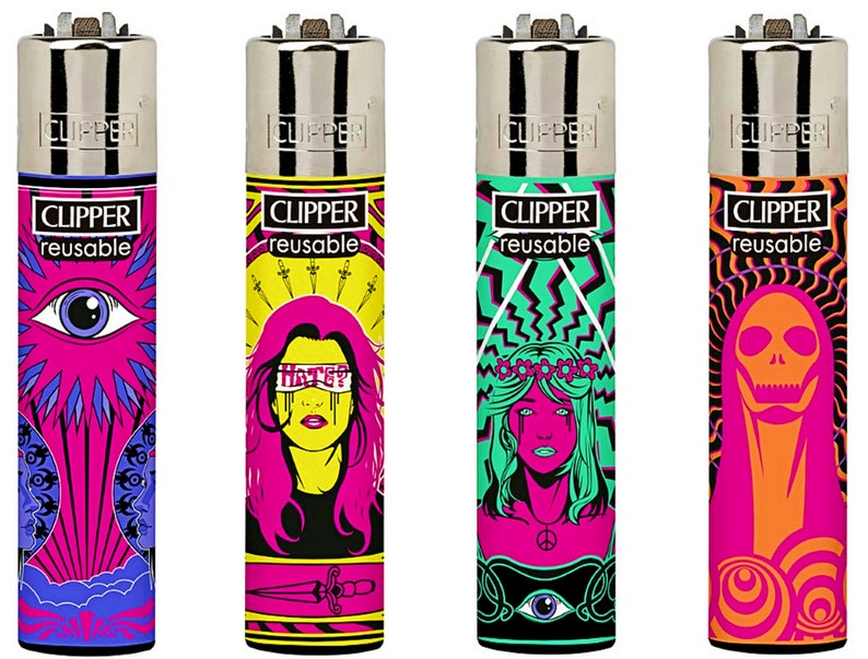 Psychedelic Hippie RARE Clipper Lighters Unique Funny Cool Clippers Lighter Psychedelic Colourful Gas Refillable Hippy 