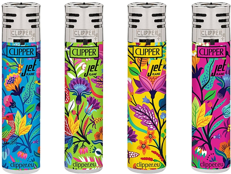 4 x Rare Windproof Jet Flame Floral Flower Clipper Lighters Funny Cool Clippers Jet Lighter 