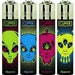Aliens Rare Clipper Lighters Funny Cool Clippers Lighter Art Space Universe Gas Refillable Full Set Unique Colourful 