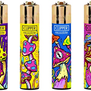 4 X Psychedelic Mushrooms Rare Clipper Lighters Funny Cool