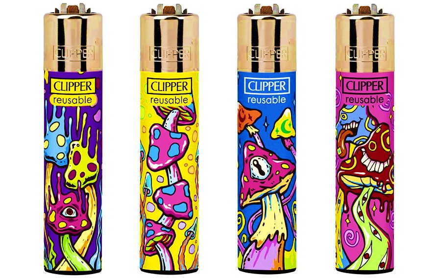 4 X Psychedelic Mushrooms Rare Clipper Lighters Funny Cool