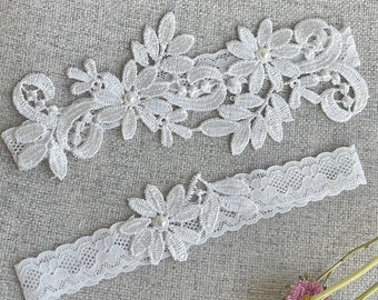 Embroidered Wedding stretch lace garter set/Bridal garter set/Crystal bridal garter/Wedding garter/wedding gift