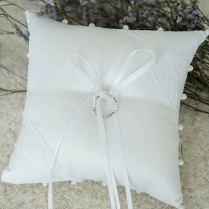 Lace Wedding Ring Pillow/ Stain Ring Bearer Pillow/ Wedding Pillow/ Ring Bearer pillow with pearl/ Classic wedding/ Wedding rings image 8
