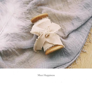 Fita de chiffon champanhe tingida à mão com carretéis de madeira, perfeita para buquê de noiva de casamento, convites, estilo de fotografia de casamento