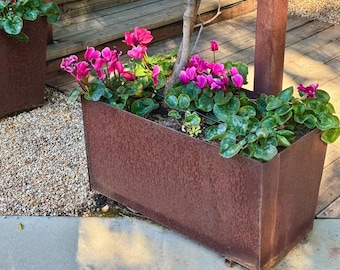 Jardinera de acero de calidad arquitectónica para exteriores, para setos, a medida, con recubrimiento en polvo, para privacidad.