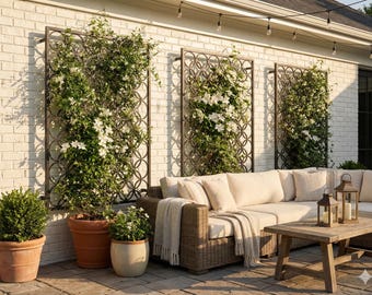 Mosaic Circular Custom Size Trellis Fence, Metal Garden Partition, Living Wall Metal Trellis Wall Mounted, Circular Abstract Trellis Lattice
