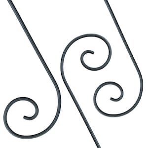 May include: Two black metal swirls, each with a smaller swirl inside, are connected by a straight line.