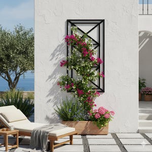 Treliça alta quadrada de metal com revestimento em pó para rosas trepadeiras e clematis