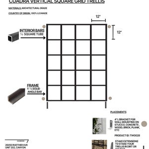 Classic Square Bar Trellis, Square Gridwall Panel, Heavy Duty Metal Trellis Wall Mounted / Staked, Plant Vertical Growth Live Wall Trellis image 10