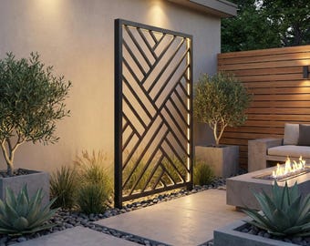 Modern Knotted Overlap Wall Hung Metal Trellis, Custom Design Customizable Trellis Size / Finish Outdoor Metal Design Steel Trellis