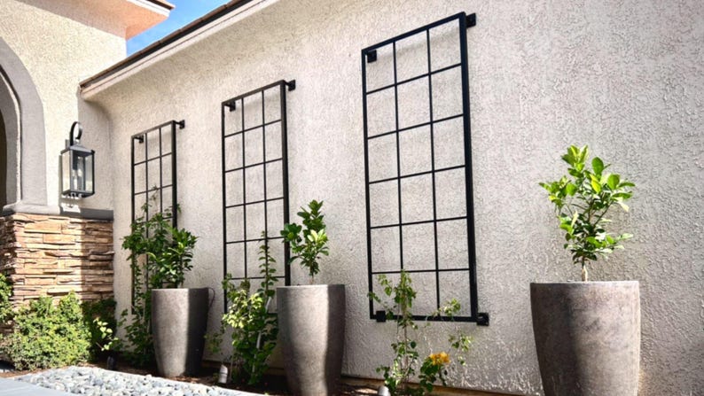 Classic Square Bar Trellis, Square Gridwall Panel, Heavy Duty Metal Trellis Wall Mounted / Staked, Plant Vertical Growth Live Wall Trellis image 2
