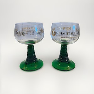 Schmitt Sohne Green Beehive Stem West German Wine Sherry Port Glasses - Set Of 2