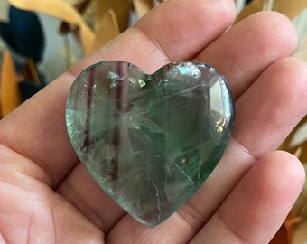 Rainbow Fluorite Heart, Fluorite Crystal, Green Fluorite, Crystal Carving, Self Care Crystal