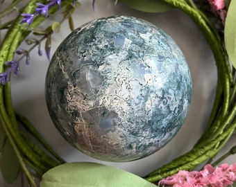 Moss Agate Sphere, Agate Sphere, Crystal Sphere, Self Care Crystal