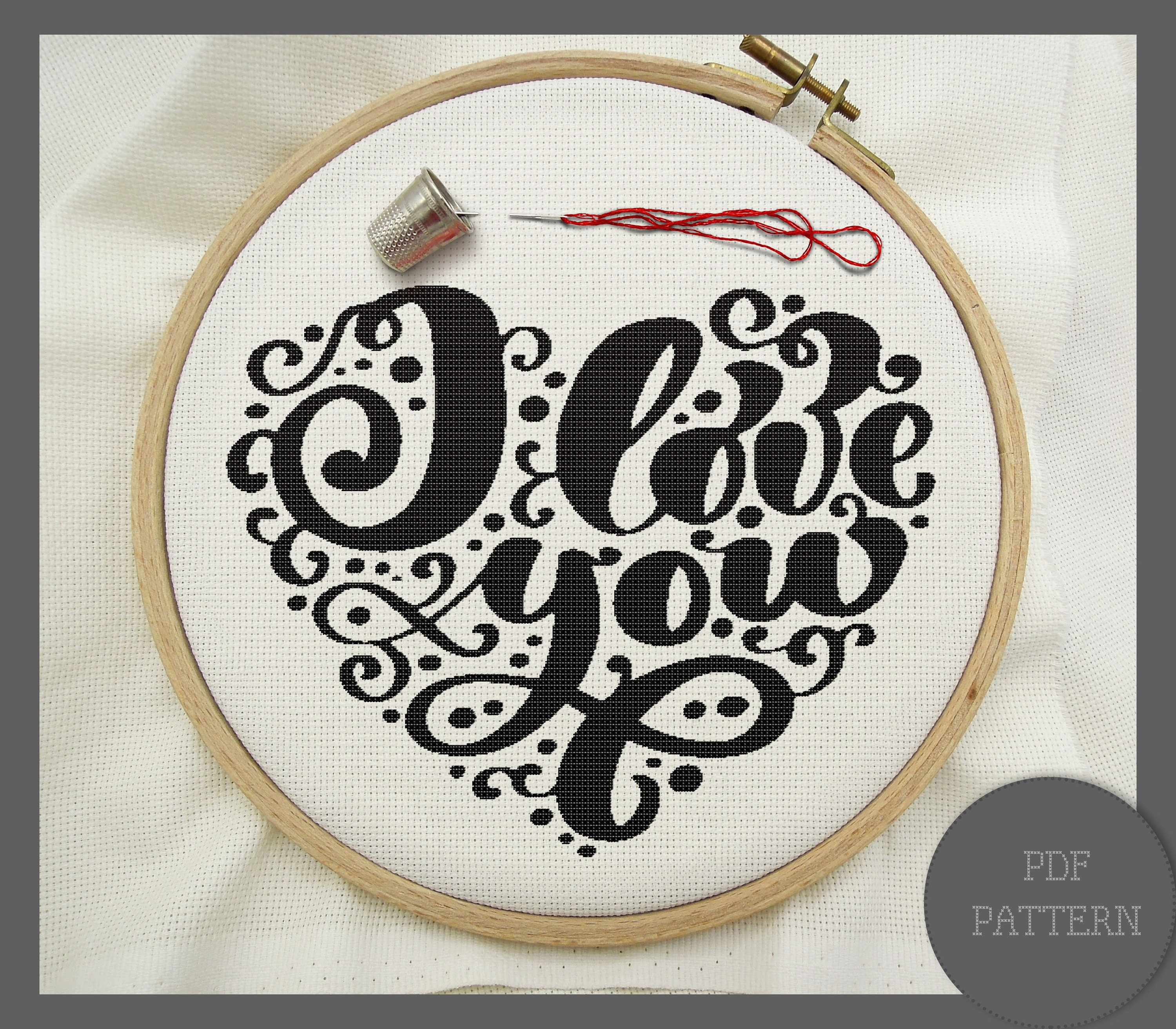I Love You Cross Stitch Pattern PDF Modern Cross Stitch Etsy