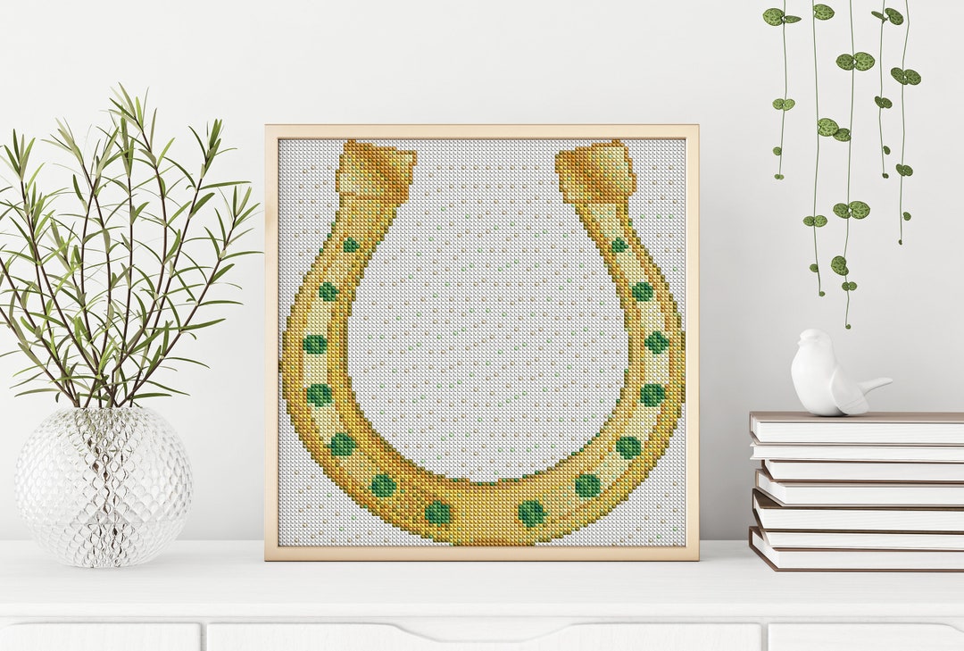 Horseshoe Cross Stitch Pattern, Luck Cross Stitch, Digital Pattern, DMC