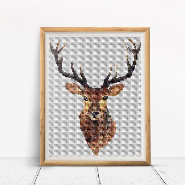 Deer Cross Stitch Pattern,Animal Cross Stitch,Digital Pattern,DMC Colors Palette,Cross stitch pattern, Christmas Deer cross stitch PDF