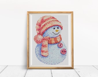 Snowman Cross Stitch Christmas Pattern,Snowman Cross Stitch,Digital Pattern,DMC Colors Palette,Cross stitch pattern,Xmas cross stitch PDF