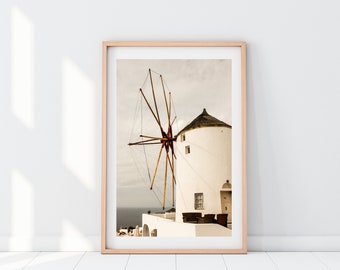 Oia Windmill, Santorini Greece Photography, Wall Art, Art Print, Travel Photo, Home Decor, Around the World Series