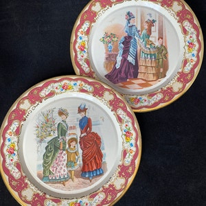 Pair of Vintage Daher Decorated Ware Metal Plates Made in Holland
