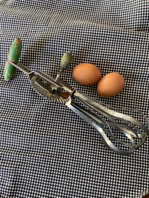 Vintage Green A and J Handheld Mixer Egg Beater