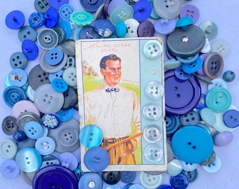 Vintage Blue Buttons Variety Assortment