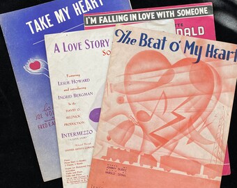 1940s Piano Sheet Music Collection, Musical Film Productions, English Version, Framable popular Artwork