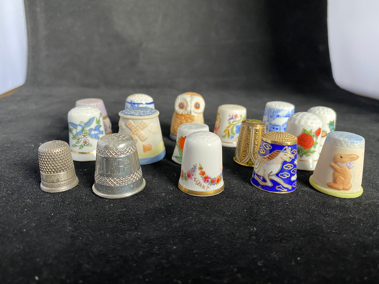 Collection of 16 Vintage Decorative Thimbles including Art Etsy