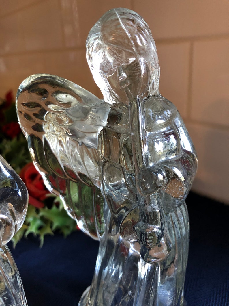 Pair of Vintage Glass Angel Candle Holders Etsy