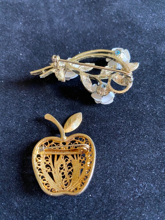 Five Vintage Floral Brooch Pins - image 9