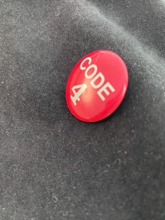 Red Code 4 Vintage Pinback - image 3