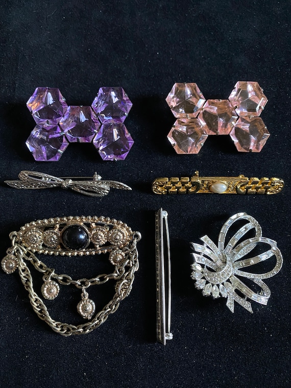 Seven Vintage Statement Brooch Pins - image 1