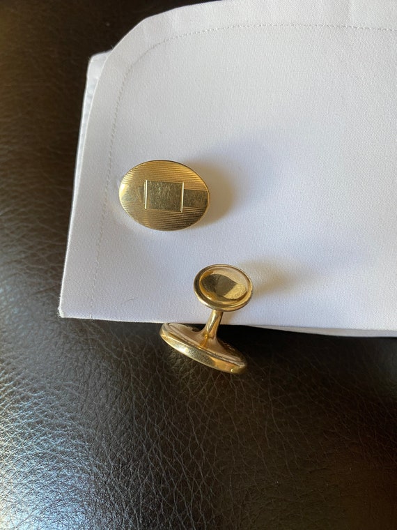 Krementz Vintage Oval Cufflinks with Art Deco Desi