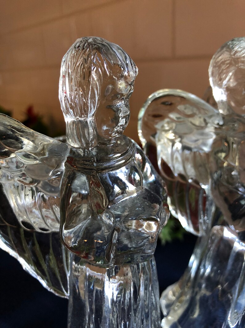 Pair of Vintage Glass Angel Candle Holders Etsy