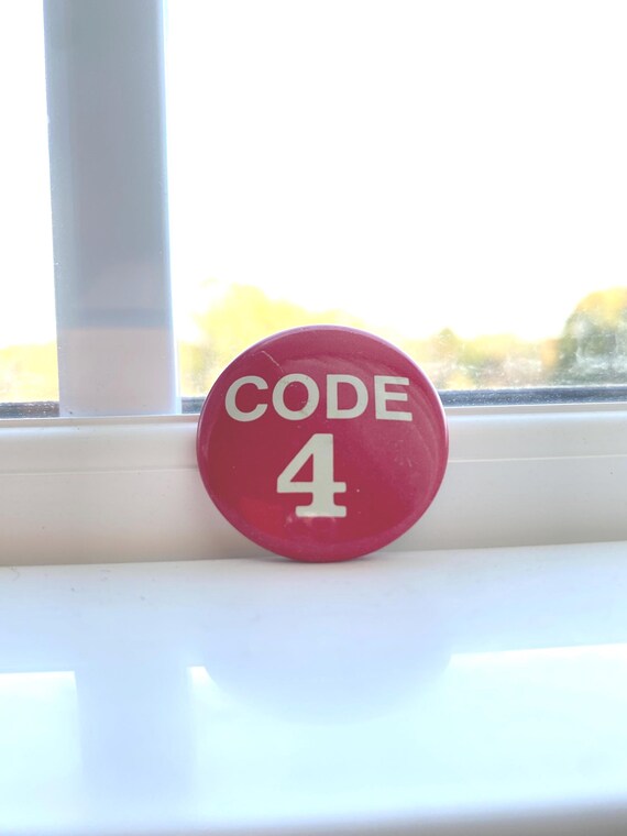 Red Code 4 Vintage Pinback - image 2