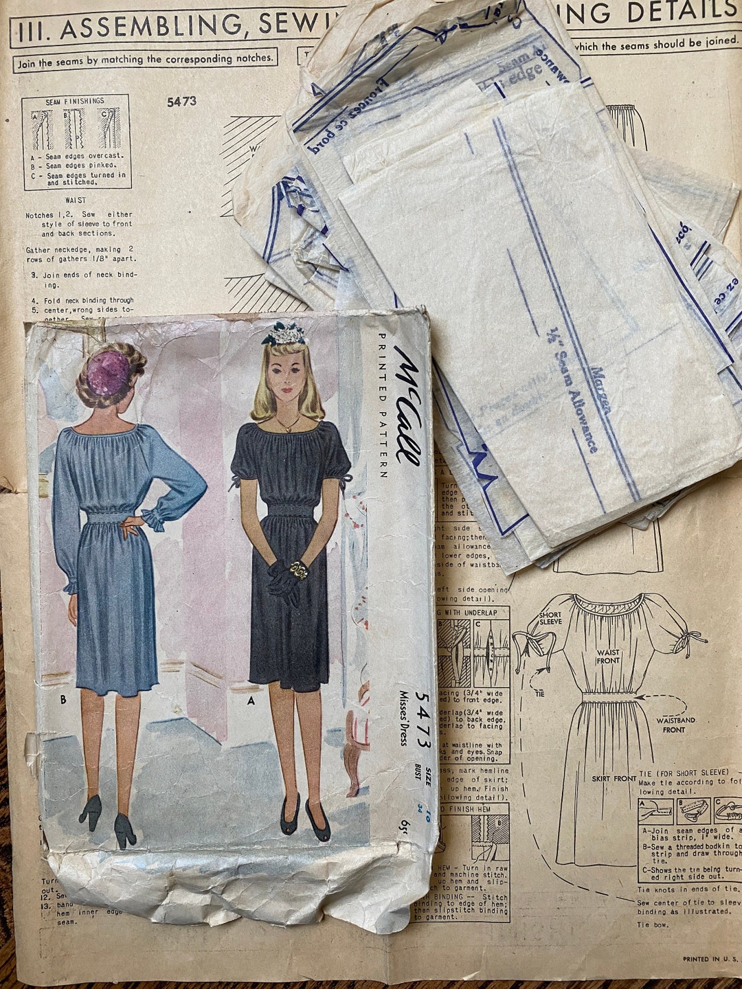 Simplicity 5473 Pattern Misses’ Dress Vintage Mccall Pattern 5473 Size 16 Bust 34 - Etsy