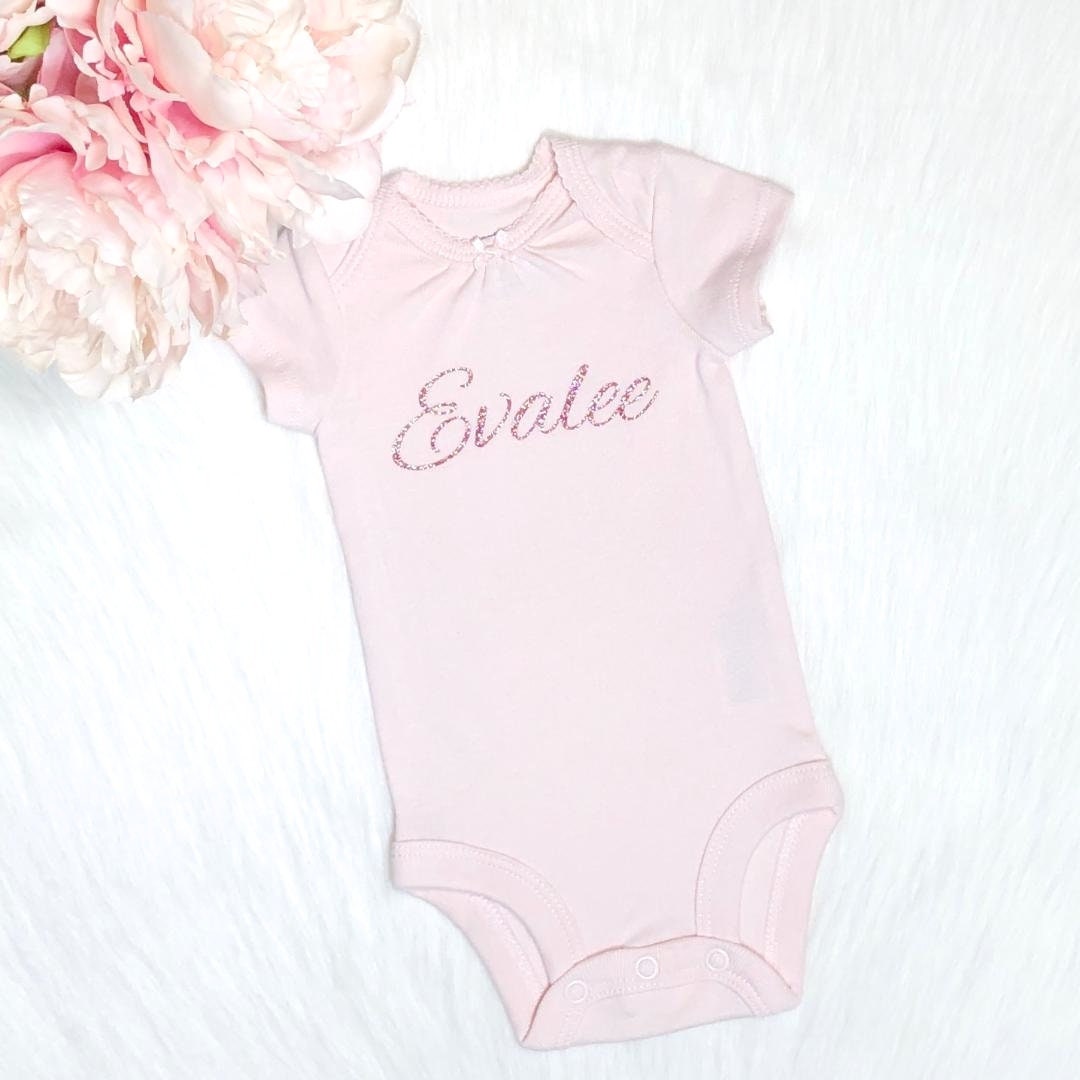 Custom Glitter Baby Name Outfit Personalized Baby Girl Etsy