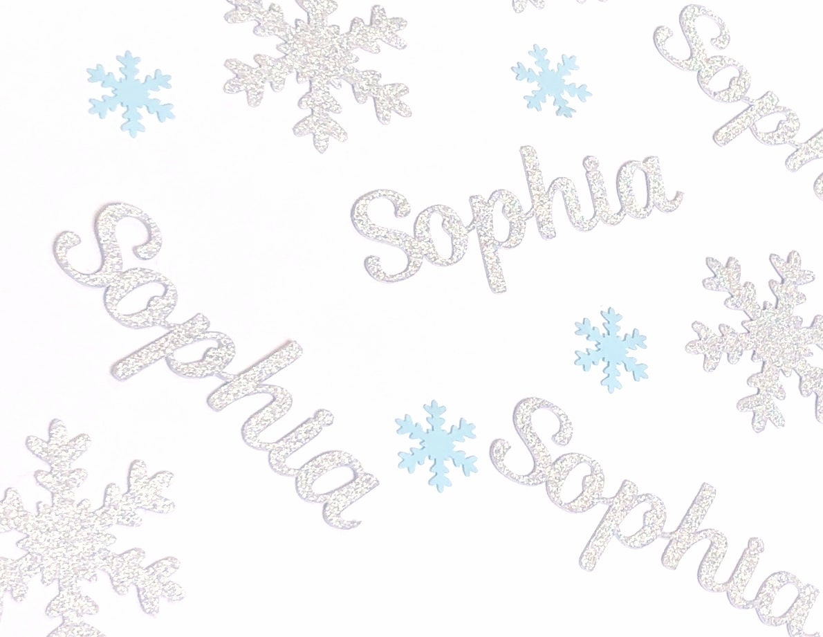 Custom Name Glitter Confetti Personalized Snowflake Confetti Silver Glitter Snowflake Decor Winter Table Scatter Winter