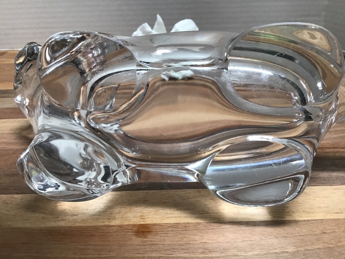 Vintage Sasaki Crystal Cat Bowl Art Glass Figurine or Etsy