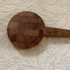 Vintage Dansk Midcentury Modern Teak Round Cheese Board and Cheese Knife Set