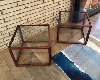 Pair of Stunning Midcentury Modern Teak Kai Kristiansen Cube Coffee Tables or End Tables-1950s - Price Reduction, Shipping is Not Free