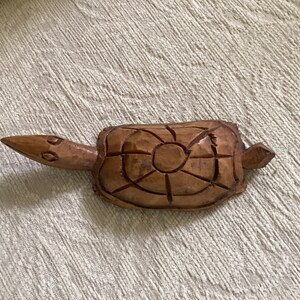 Vintage Handcarved Wooden Turtle or Tortoise