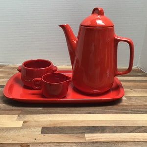 Vintage Gerz West German Ceramic Coffee Pot and Creamer and Sugar Bowl