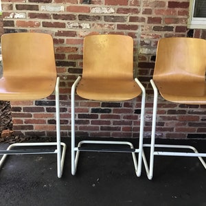 Rare Midcentury Modern Bent Plywood Bar Stools - 1960s - Set of Three - Shipping is Not Free
