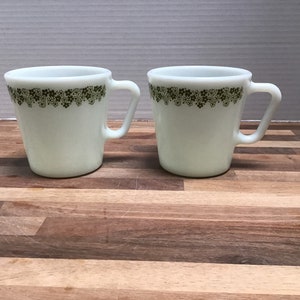 Vintage Pyrex Spring Blossom Mugs and Cups and Saucers - Set of Two Mugs and Set of Eight Cups and Saucers