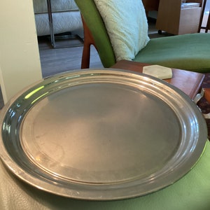 Vintage Manning Bowman Round Metal Tray with Bakelite Handles